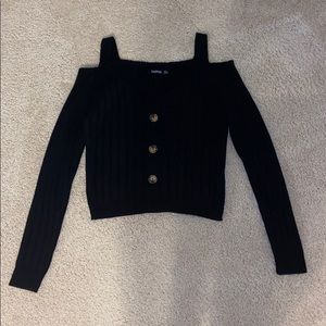 Black Booboo Open Shoulder Sweater